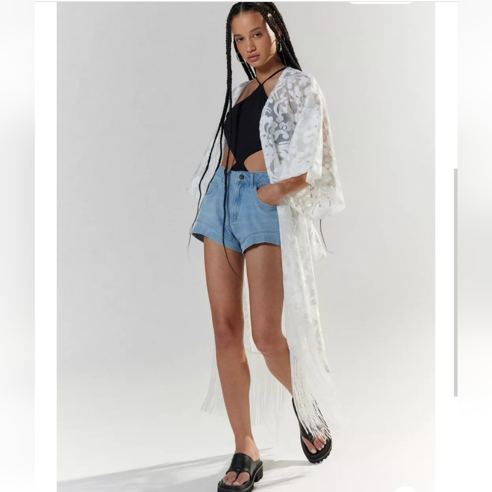 silence + noise Lily Festival Fringe Lace Jacket XS